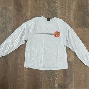 Grey Longsleeve Cropped Santa Cruz T shirt